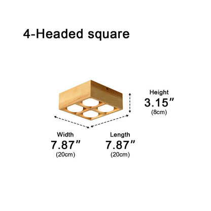 Modern Minimalist Wood Square LED Indoor Ceiling Spot Light - Flyachilles