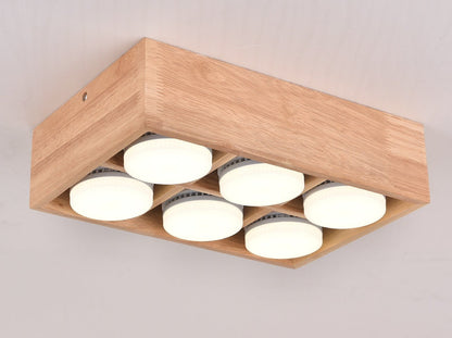 Modern Minimalist Wood Square LED Indoor Ceiling Spot Light - Flyachilles