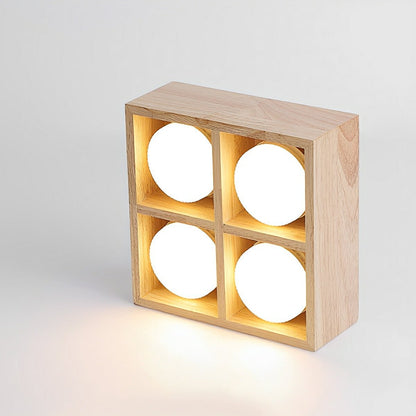 Modern Minimalist Wood Square LED Indoor Ceiling Spot Light - Flyachilles