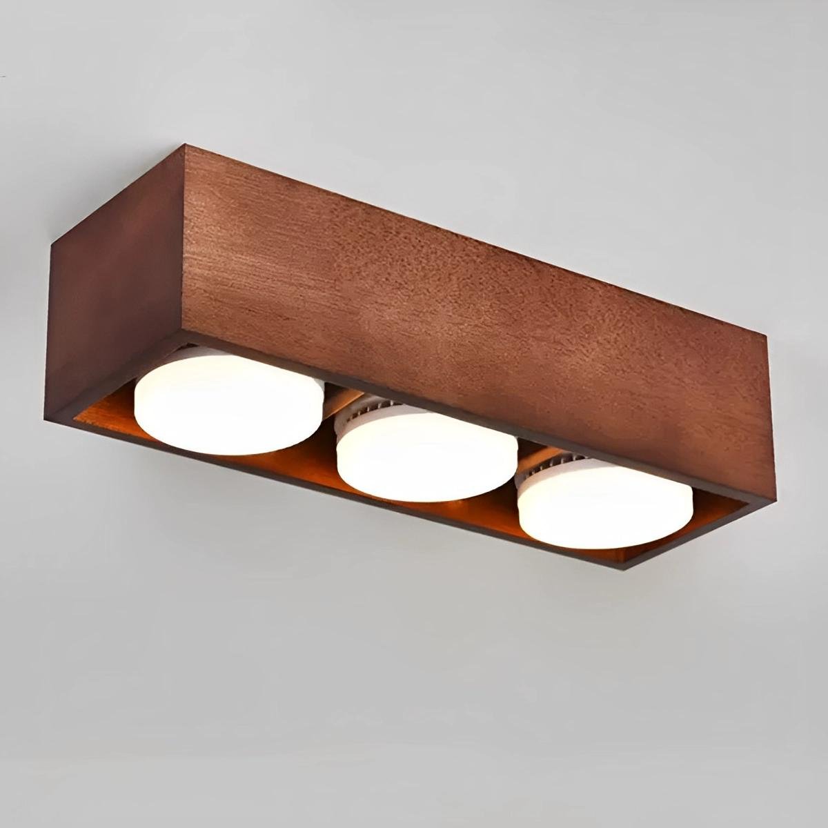 Modern Minimalist Wood Square LED Indoor Ceiling Spot Light - Flyachilles