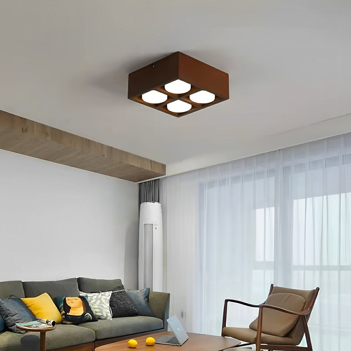 Modern Minimalist Wood Square LED Indoor Ceiling Spot Light - Flyachilles