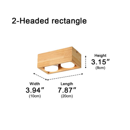 Modern Minimalist Wood Square LED Indoor Ceiling Spot Light - Flyachilles