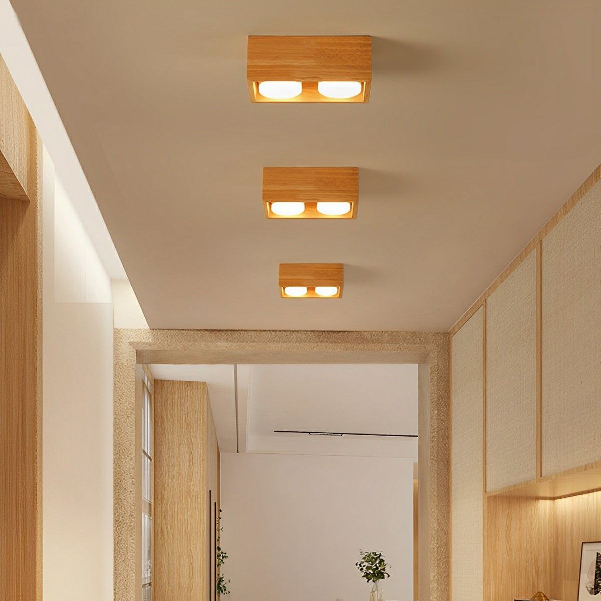 Modern Minimalist Wood Square LED Indoor Ceiling Spot Light - Flyachilles