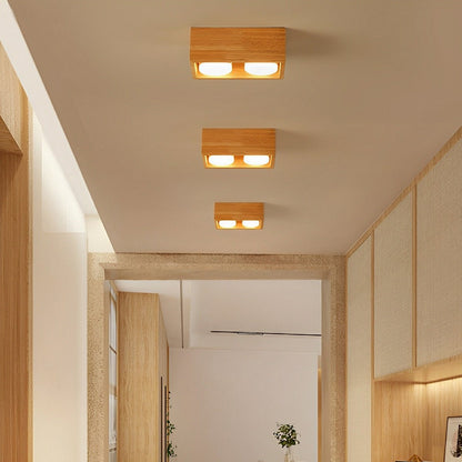 Modern Minimalist Wood Square LED Indoor Ceiling Spot Light - Flyachilles