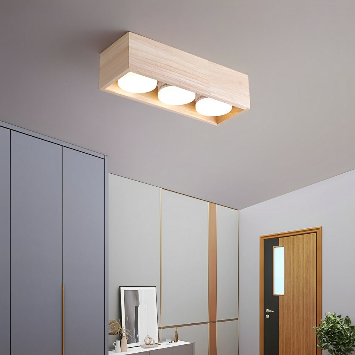 Modern Minimalist Wood Square LED Indoor Ceiling Spot Light - Flyachilles