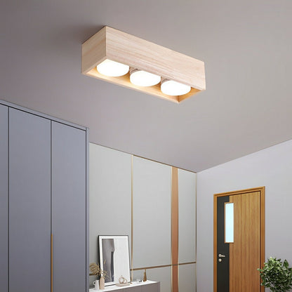 Modern Minimalist Wood Square LED Indoor Ceiling Spot Light - Flyachilles
