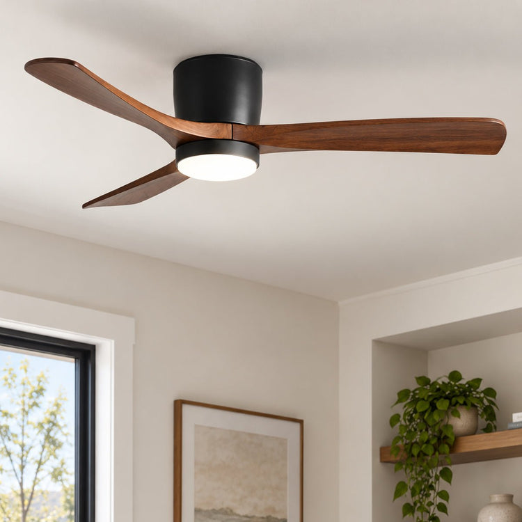 Modern Nordic Minimalist Wood Reverse 6-Speed DC Motor Inverter Ceiling Fan Light - Flyachilles