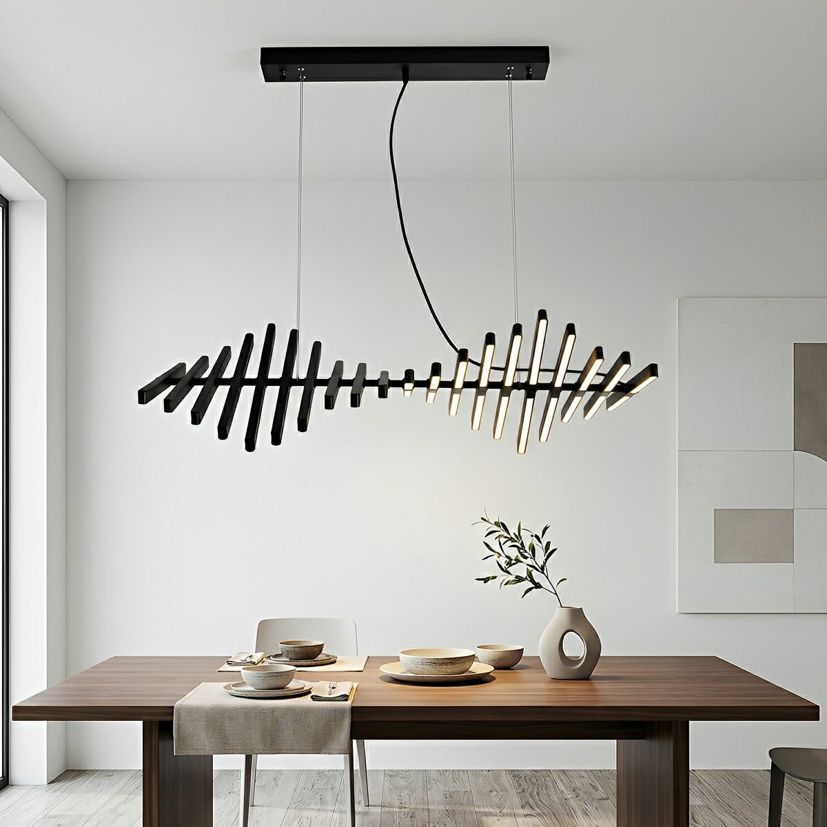 Modern Nordic Waves Fishbone Fish Skeleton Dimming LED Pendant Light - Flyachilles