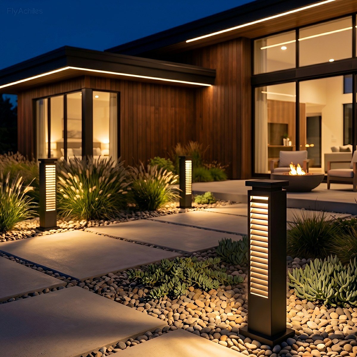 Modern Outdoor Waterproof Grille LED Post Lights Pathway Lights - Flyachilles