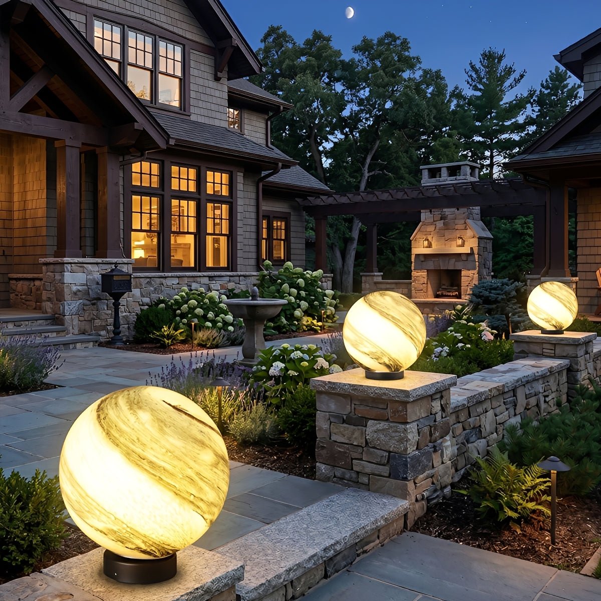 Modern Planet Globe Glass Waterproof Fence Outdoor Post Light - Flyachilles