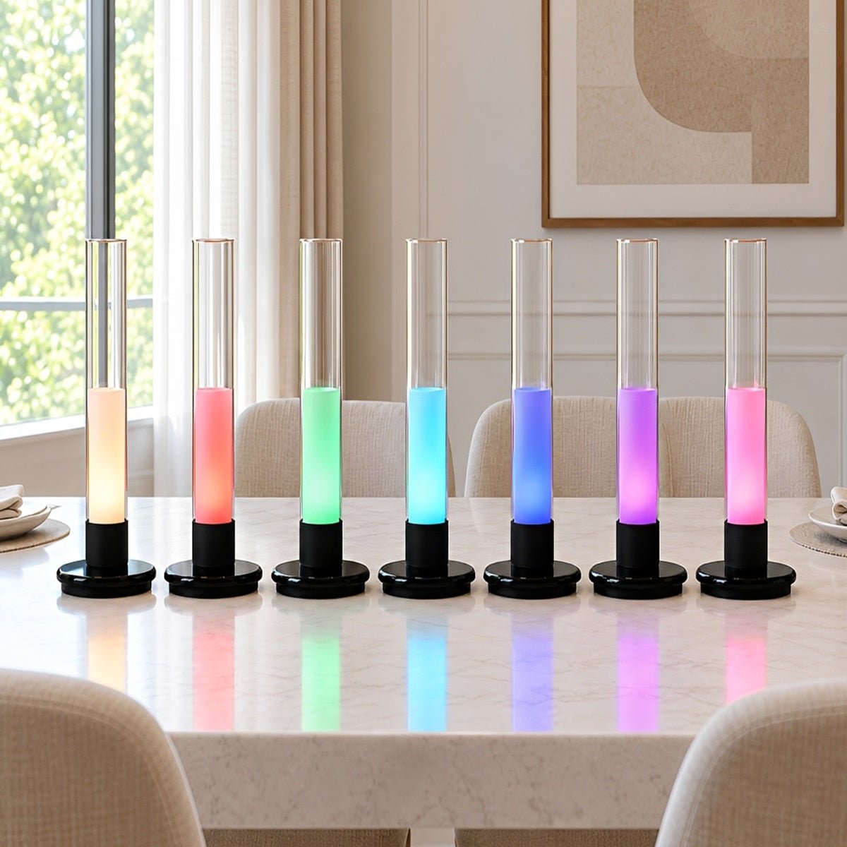 Modern Rechargeable LED Table Lamp with Glass Tube Ambient Light - Flyachilles