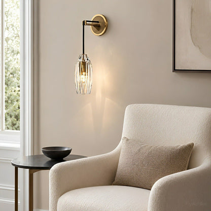 Modern Ribbed Crystal Wall Sconce - Flyachilles