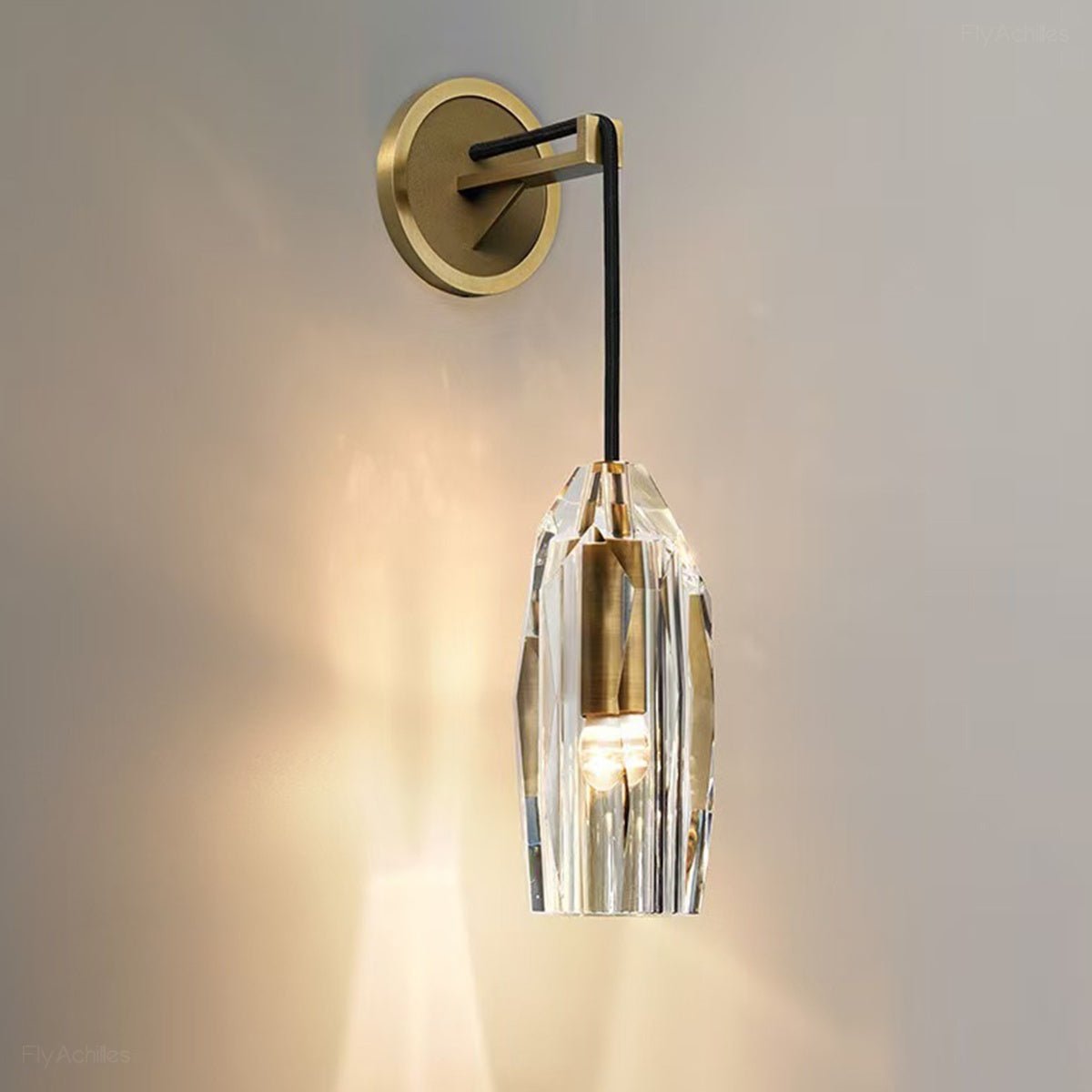 Modern Ribbed Crystal Wall Sconce - Flyachilles