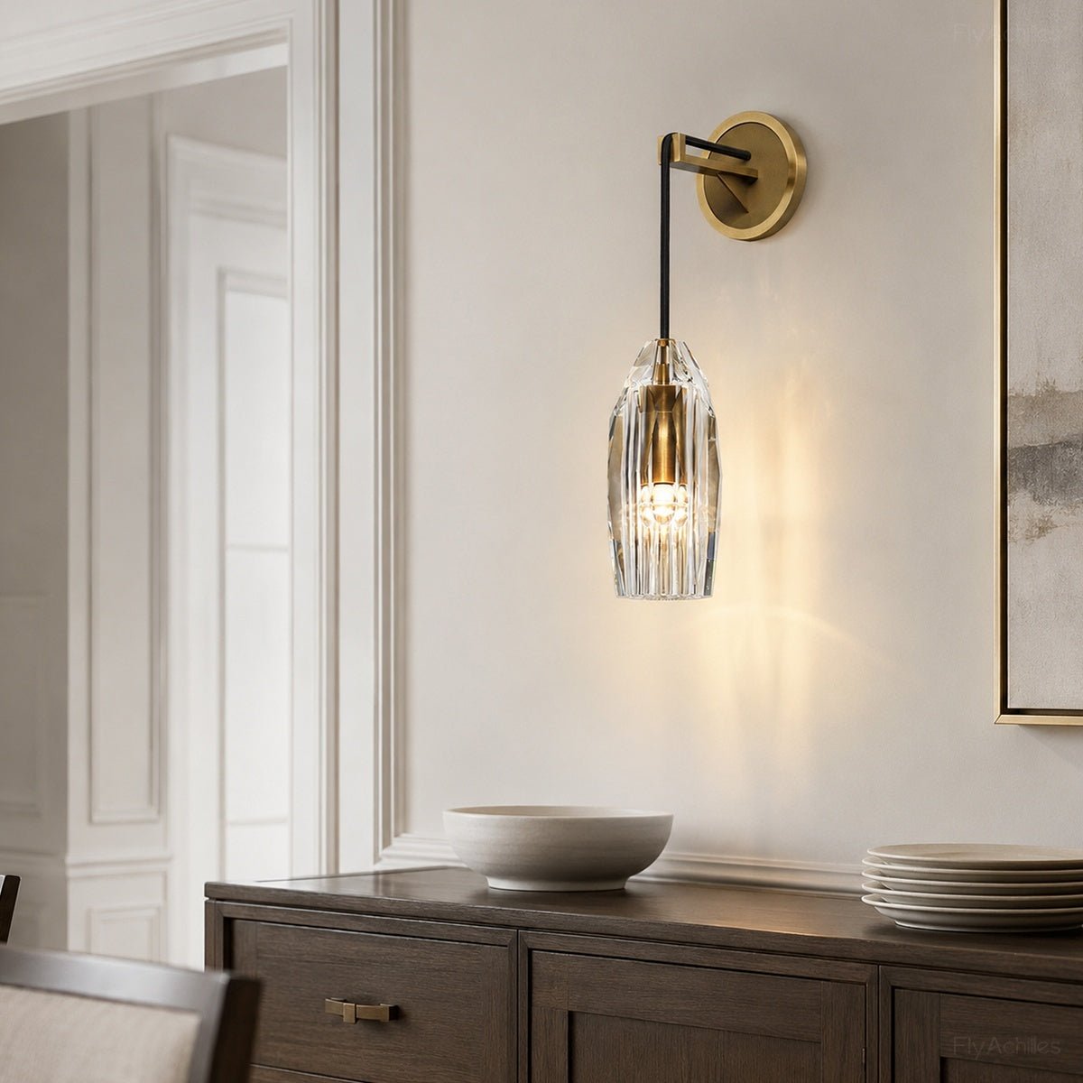 Modern Ribbed Crystal Wall Sconce - Flyachilles