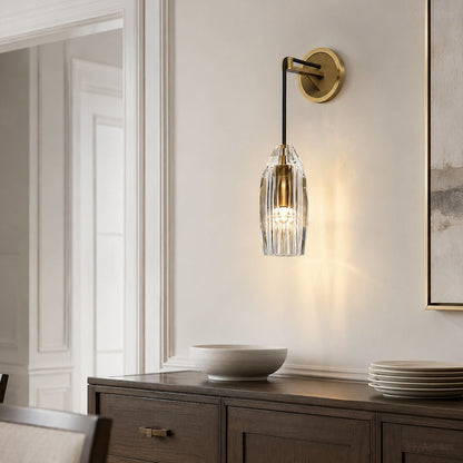 Modern Ribbed Crystal Wall Sconce - Flyachilles