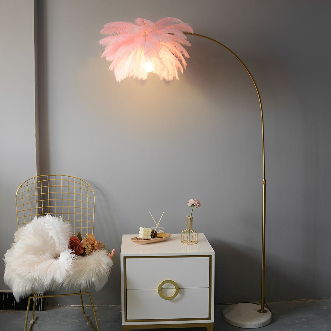 Modern Romantic Style Feather Adjustable LED Floor Lamp - Flyachilles