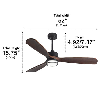 Modern Scandinavian Wood DC Motor Reverse Full - Spectrum LED Ceiling Fan Lights - Flyachilles