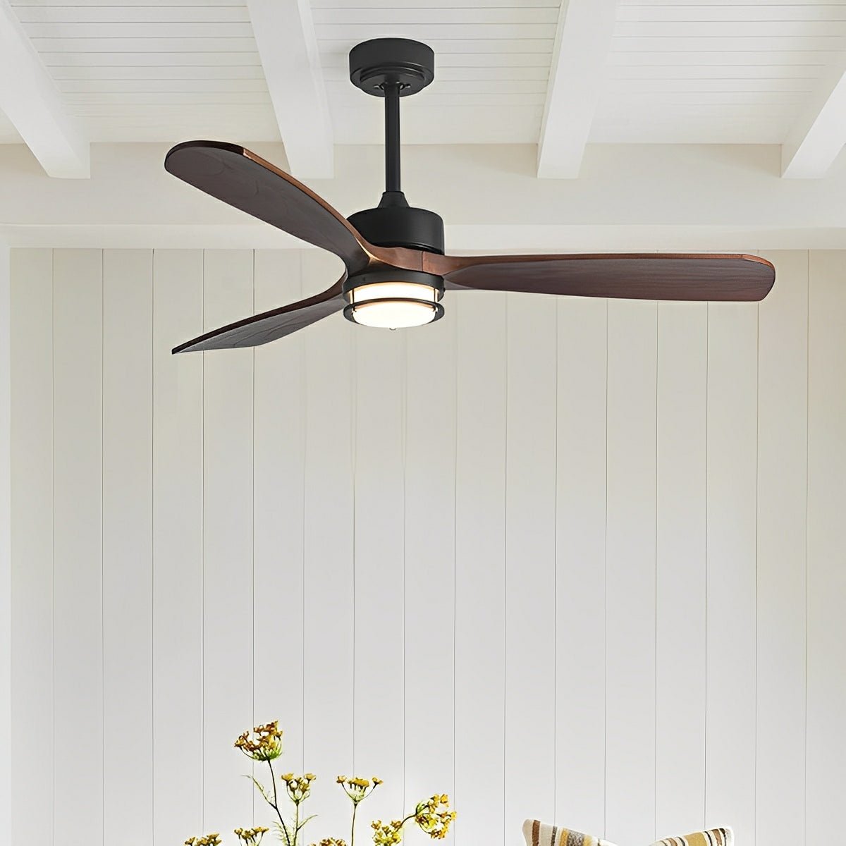Modern Scandinavian Wood DC Motor Reverse Full - Spectrum LED Ceiling Fan Lights - Flyachilles