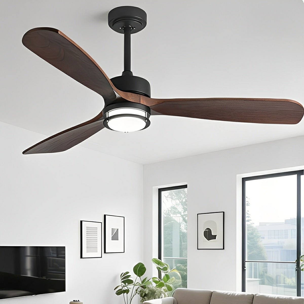 Modern Scandinavian Wood DC Motor Reverse Full - Spectrum LED Ceiling Fan Lights - Flyachilles