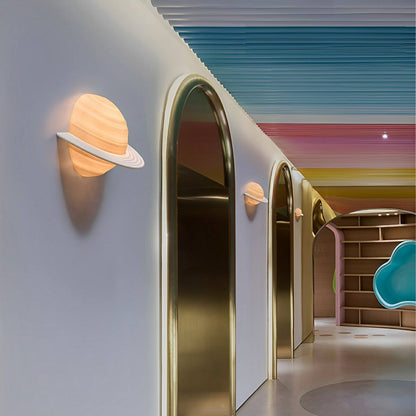 Modern Semicircle Saturn 3D Planet LED Indoor Wall Lights - Flyachilles
