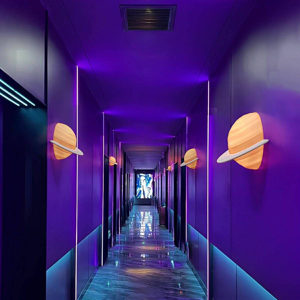 Modern Semicircle Saturn 3D Planet LED Indoor Wall Lights - Flyachilles