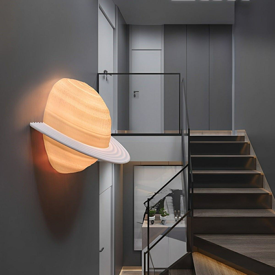 Modern Semicircle Saturn 3D Planet LED Indoor Wall Lights - Flyachilles