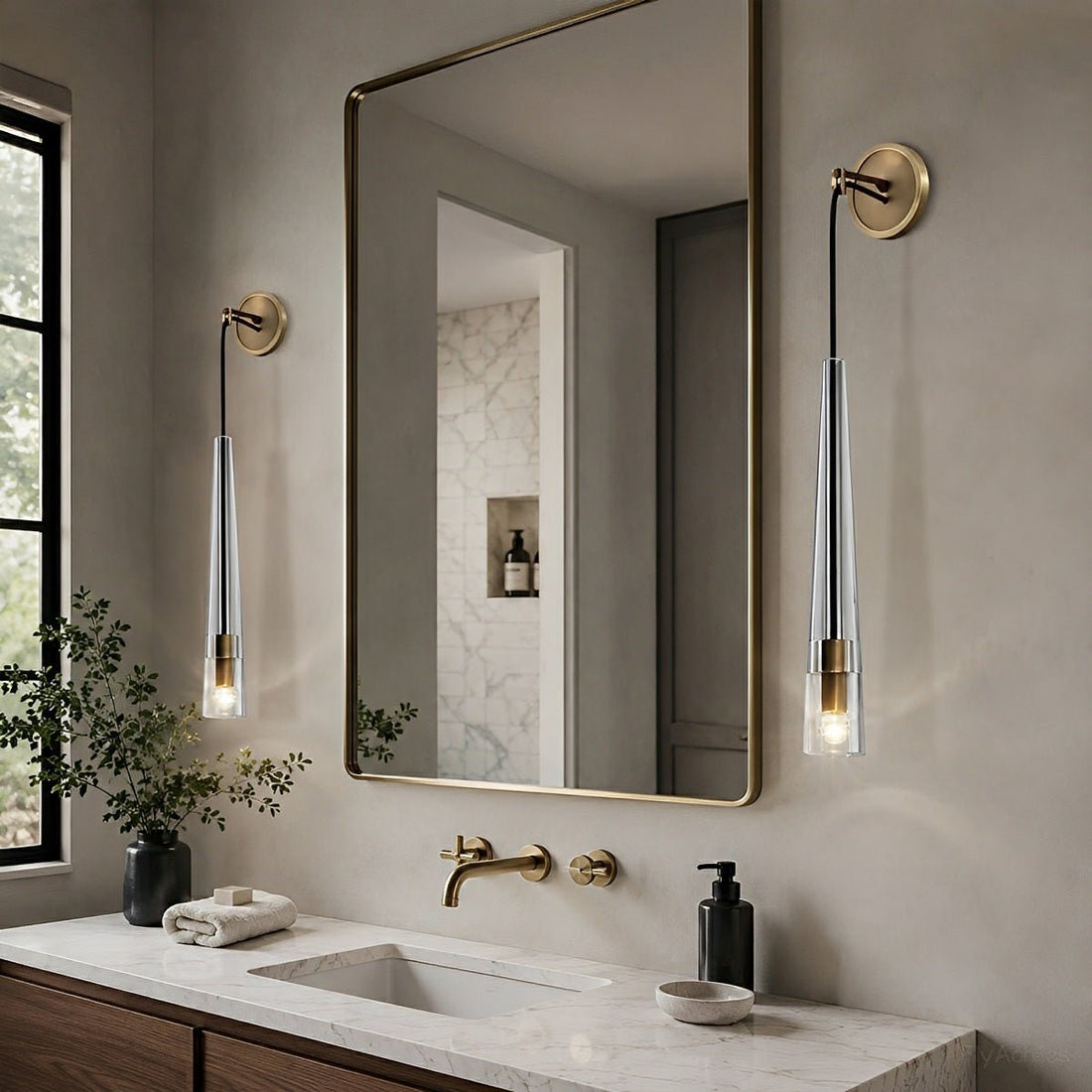 Modern Slim Conical Crystal LED Wall Sconce - Flyachilles