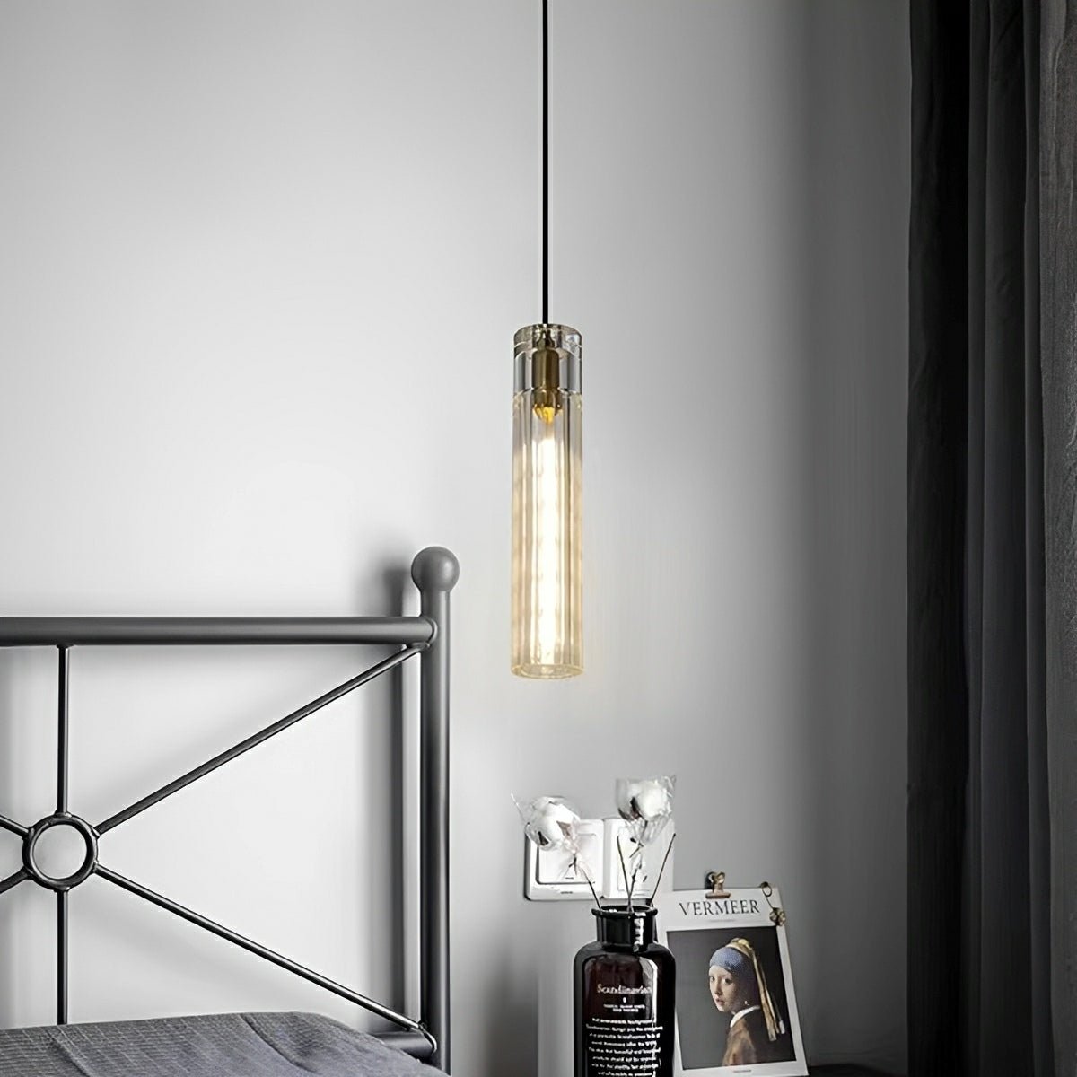 Modern Slim Cylindrical Crystal LED Pendant Light - Flyachilles