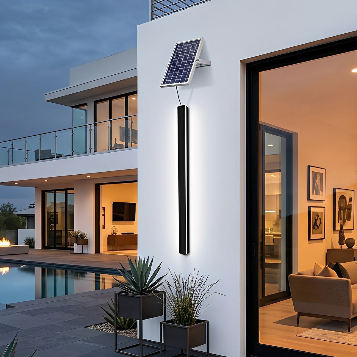Modern Solar LED Wall Light Waterproof Long Strip Outdoor Sconce - Flyachilles