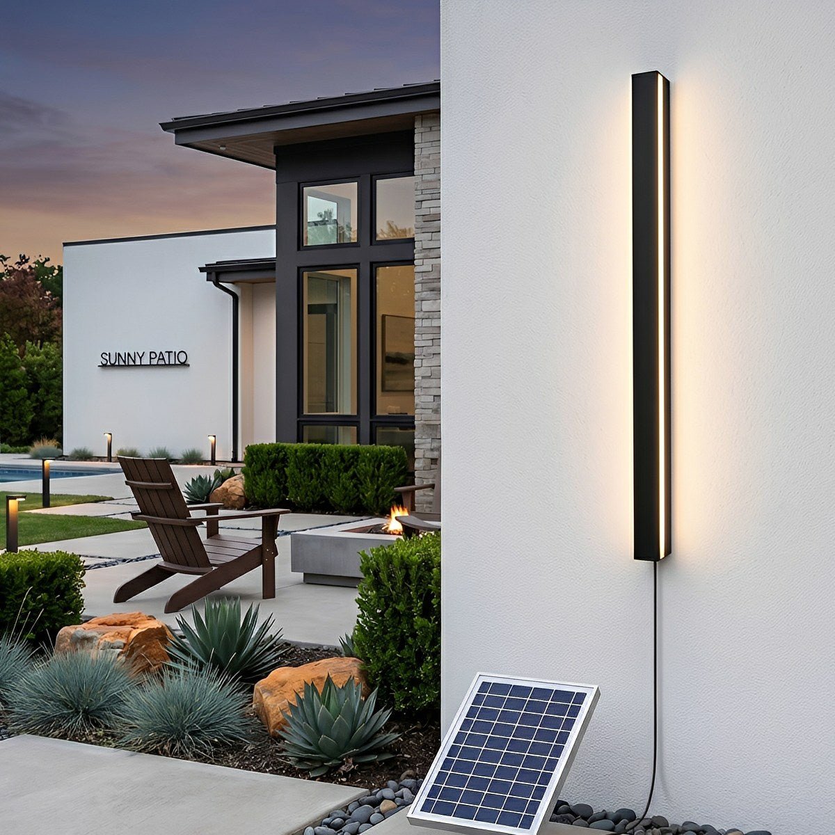 Modern Solar LED Wall Light Waterproof Long Strip Outdoor Sconce - Flyachilles