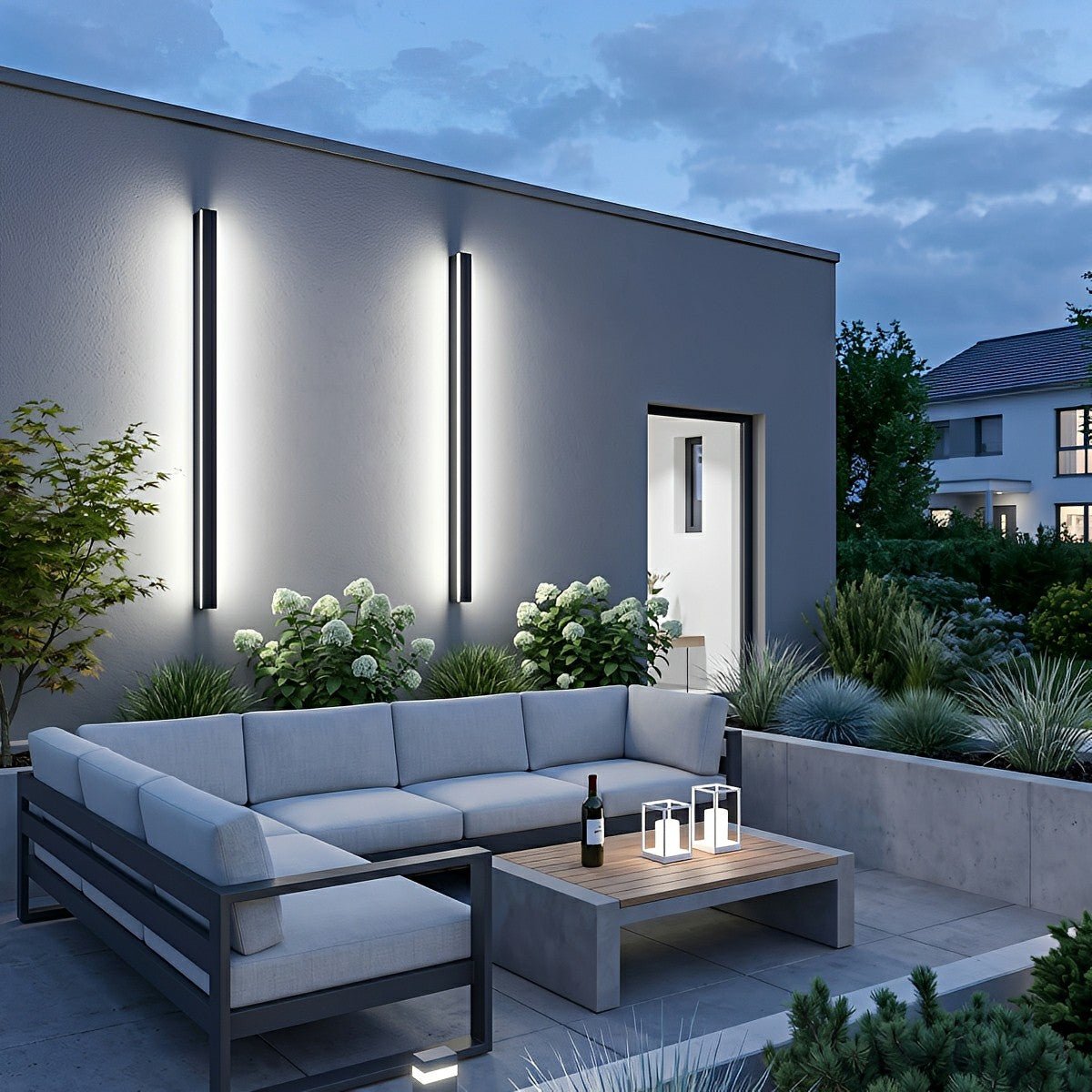 Modern Solar LED Wall Light Waterproof Long Strip Outdoor Sconce - Flyachilles