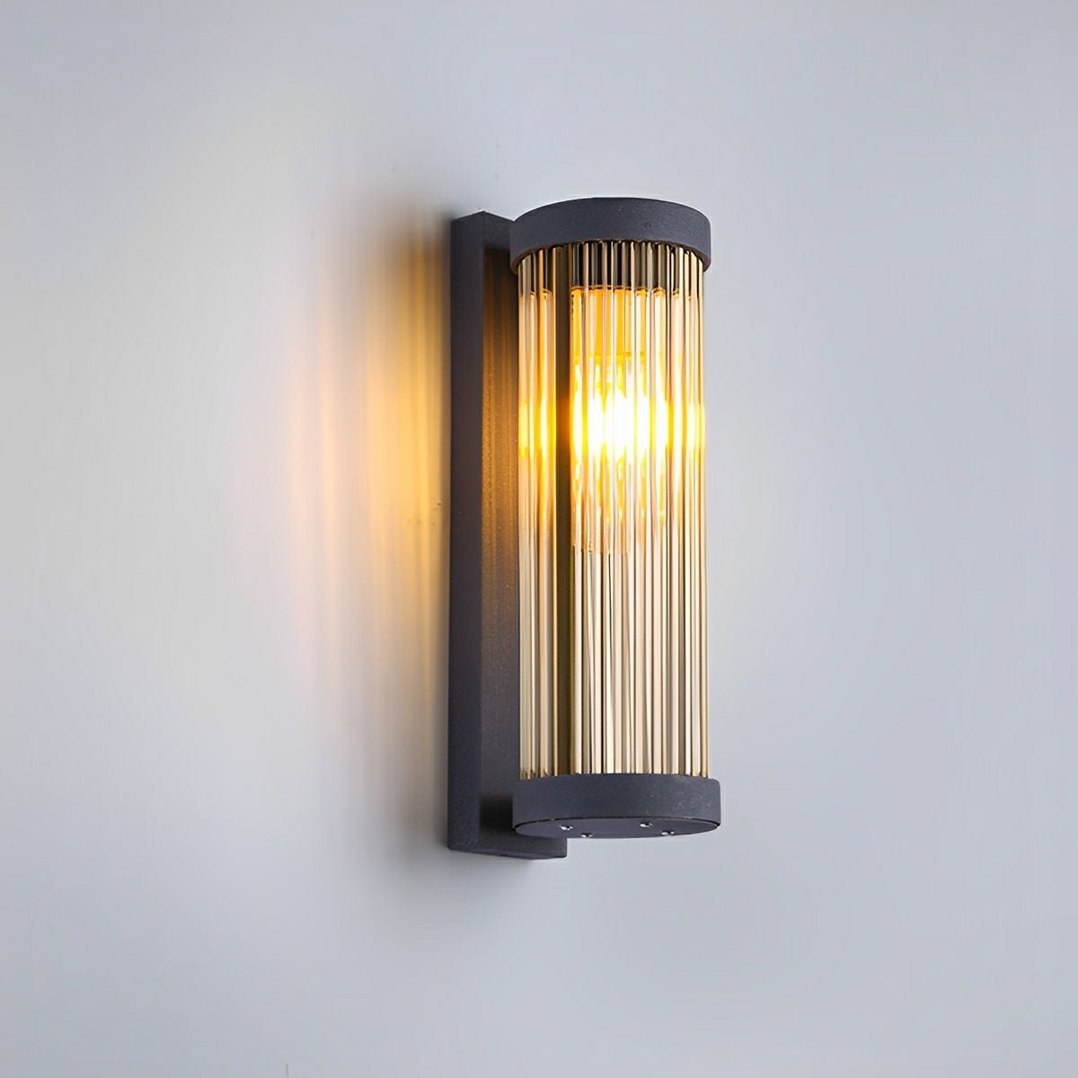 Modern Solar Waterproof Cylinder Striped Glass Outdoor LED Porch Wall Lights - Flyachilles