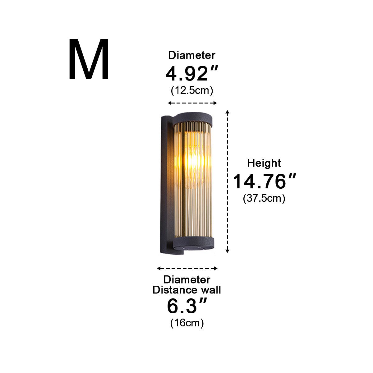 Modern Solar Waterproof Cylinder Striped Glass Outdoor LED Porch Wall Lights - Flyachilles