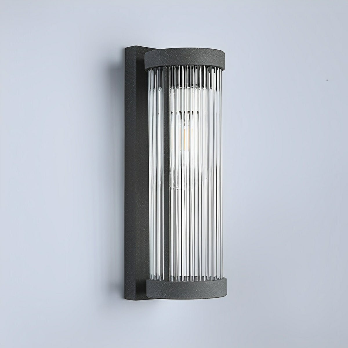 Modern Solar Waterproof Cylinder Striped Glass Outdoor LED Porch Wall Lights - Flyachilles