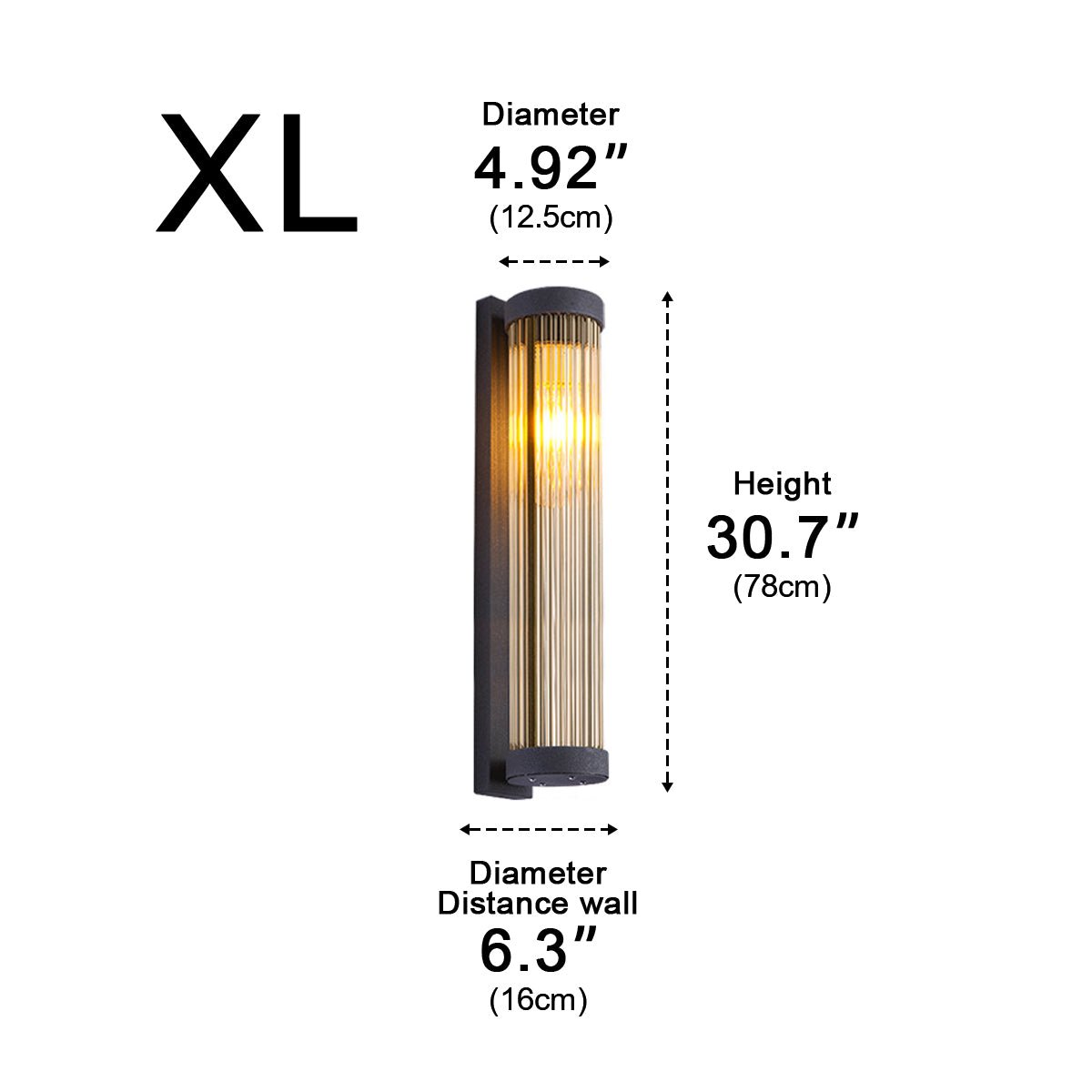 Modern Solar Waterproof Cylinder Striped Glass Outdoor LED Porch Wall Lights - Flyachilles