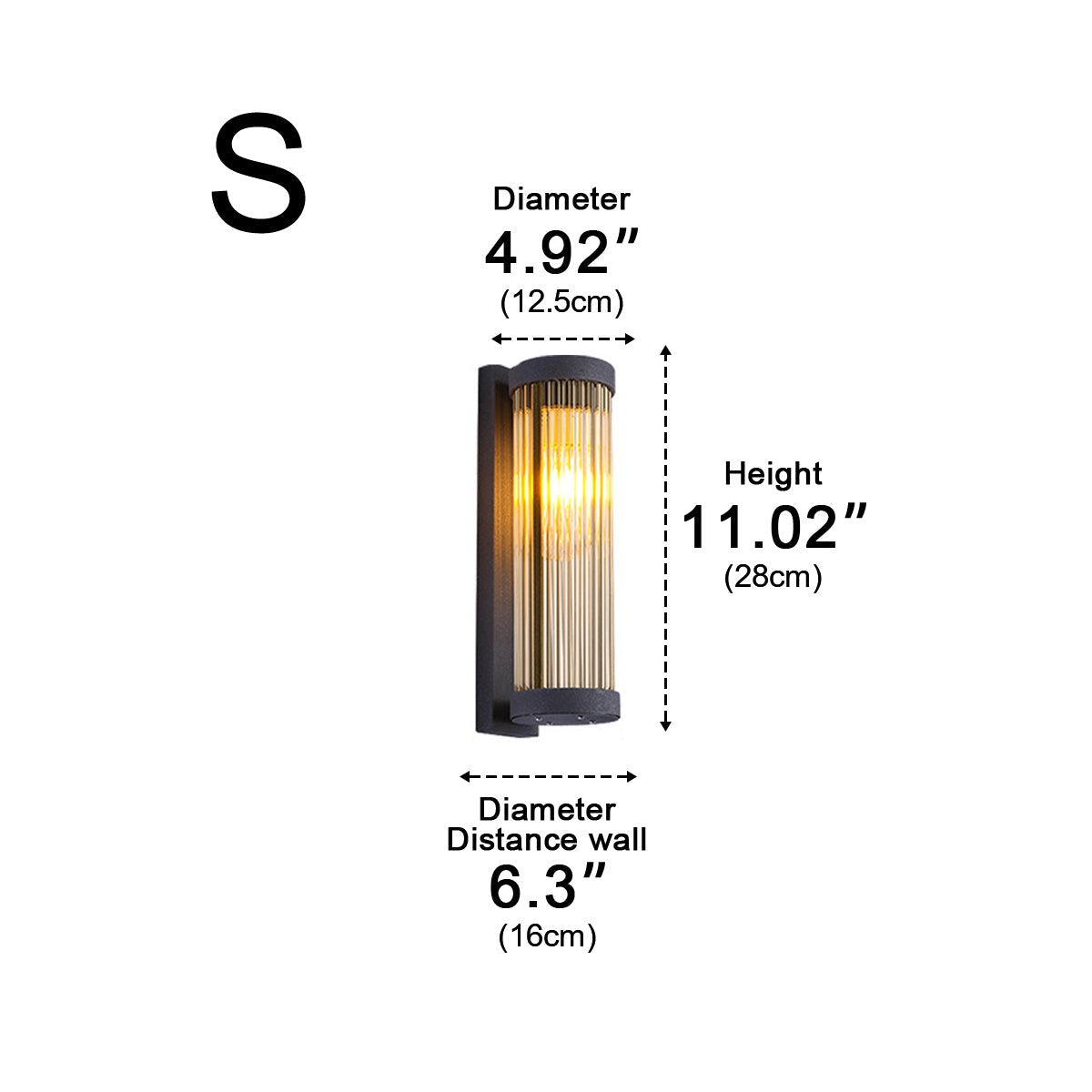 Modern Solar Waterproof Cylinder Striped Glass Outdoor LED Porch Wall Lights - Flyachilles