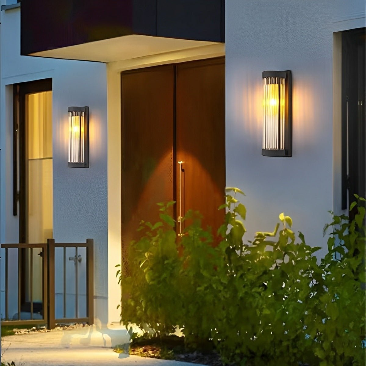 Modern Solar Waterproof Cylinder Striped Glass Outdoor LED Porch Wall Lights - Flyachilles
