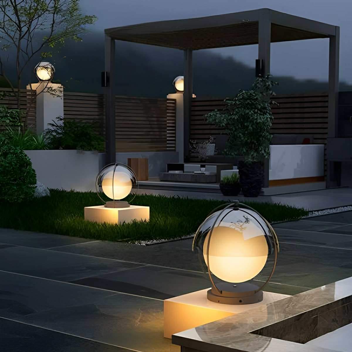 Modern Solar Waterproof Globe Planet LED Outdoor Post Lights - Flyachilles