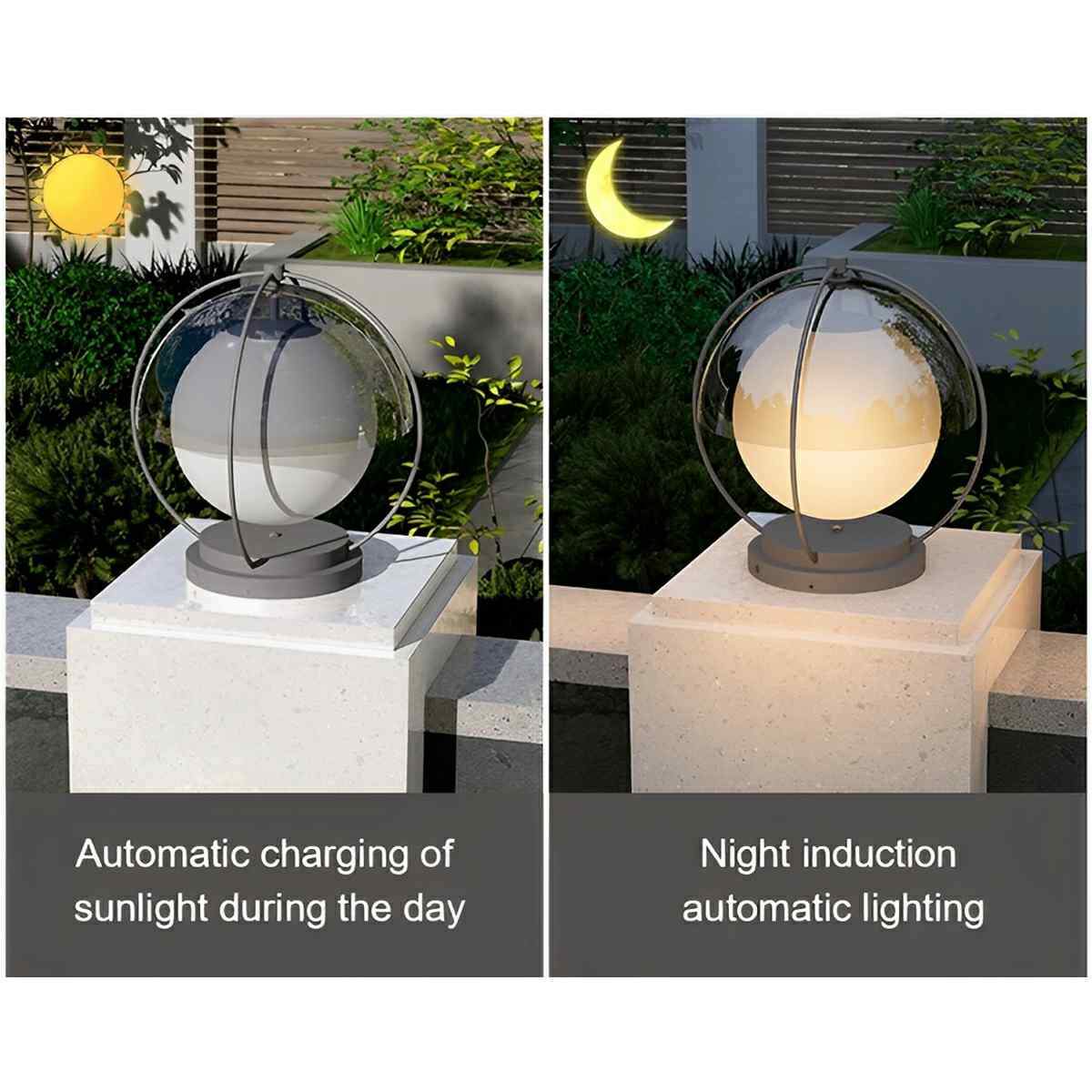 Modern Solar Waterproof Globe Planet LED Outdoor Post Lights - Flyachilles
