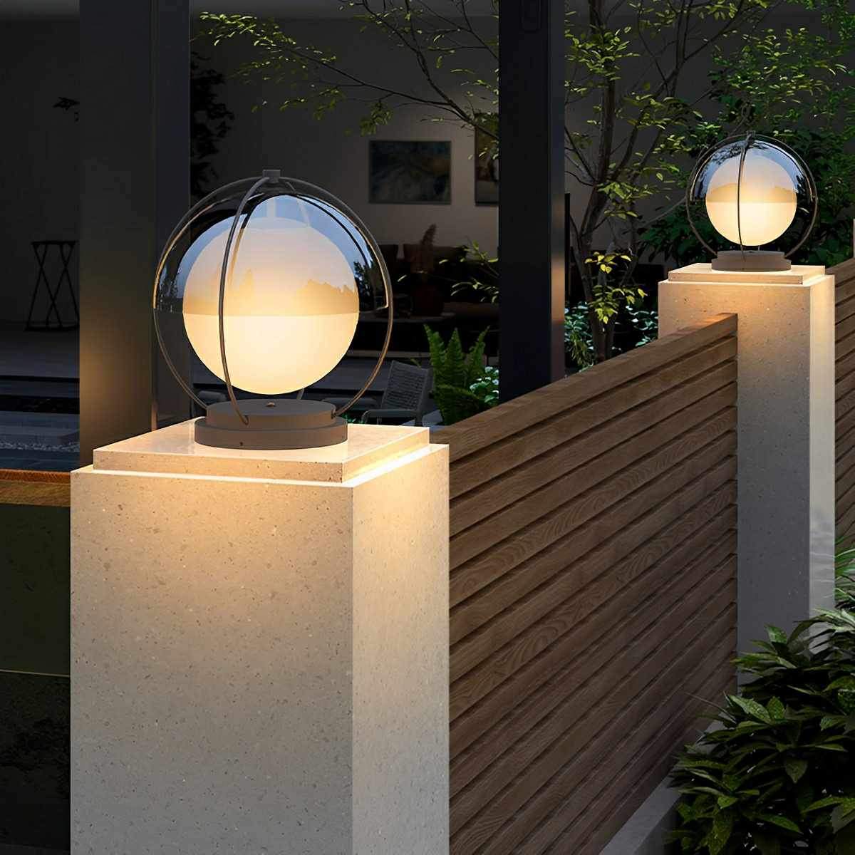 Modern Solar Waterproof Globe Planet LED Outdoor Post Lights - Flyachilles
