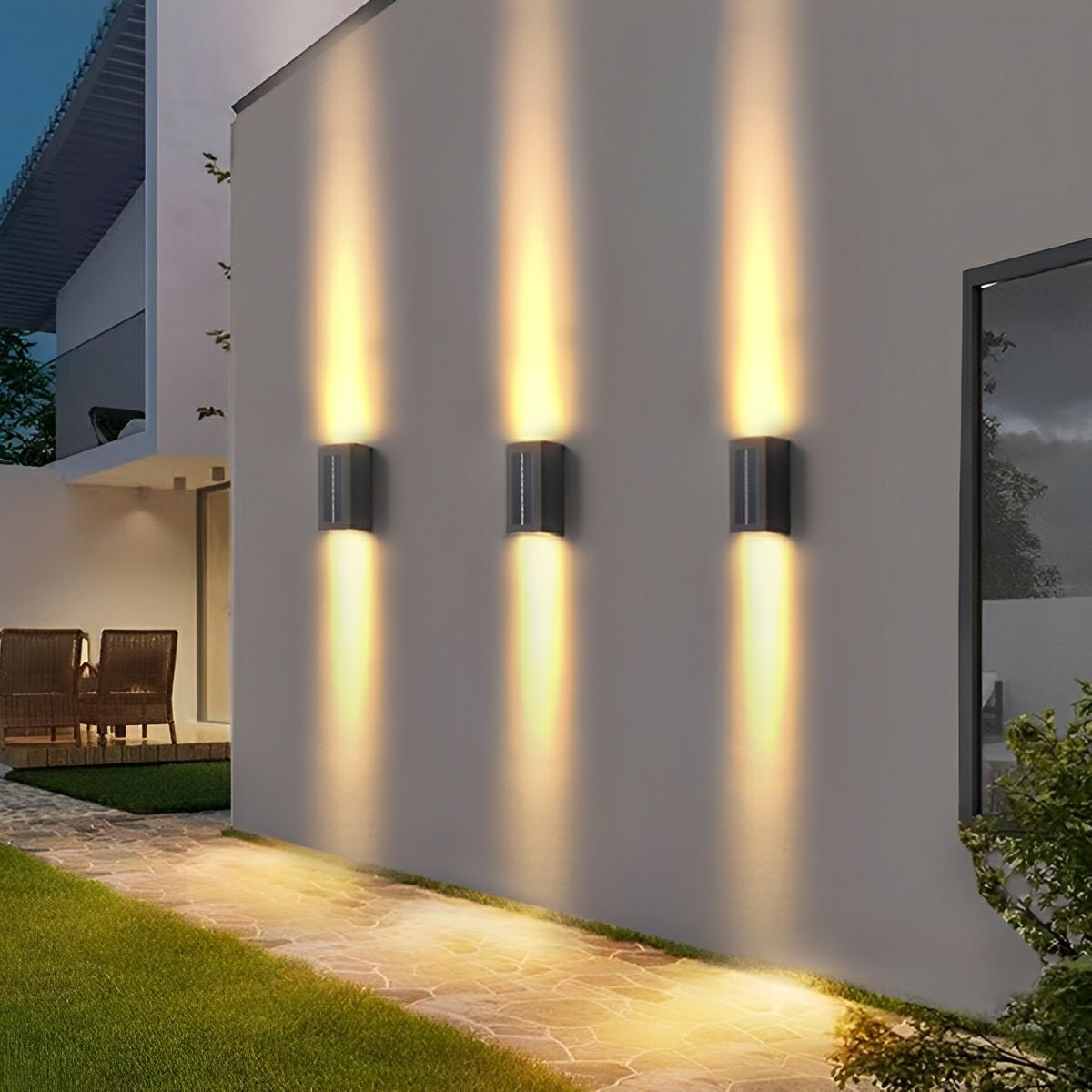 Modern Solar Waterproof Up and Down LED Outdoor Wall Sconces - Flyachilles