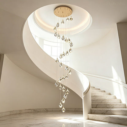 Modern Spiral Crystal Droplets Staircase Chandelier Modern Spiral Crystal Staircase Chandelier - Flyachilles