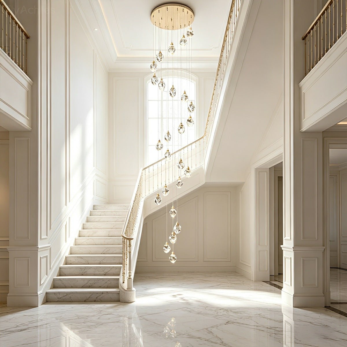 Modern Spiral Crystal Droplets Staircase Chandelier Modern Spiral Crystal Staircase Chandelier - Flyachilles