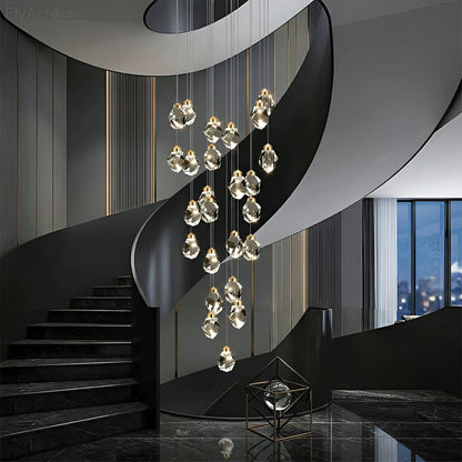 Modern Spiral Crystal Droplets Staircase Chandelier Modern Spiral Crystal Staircase Chandelier - Flyachilles