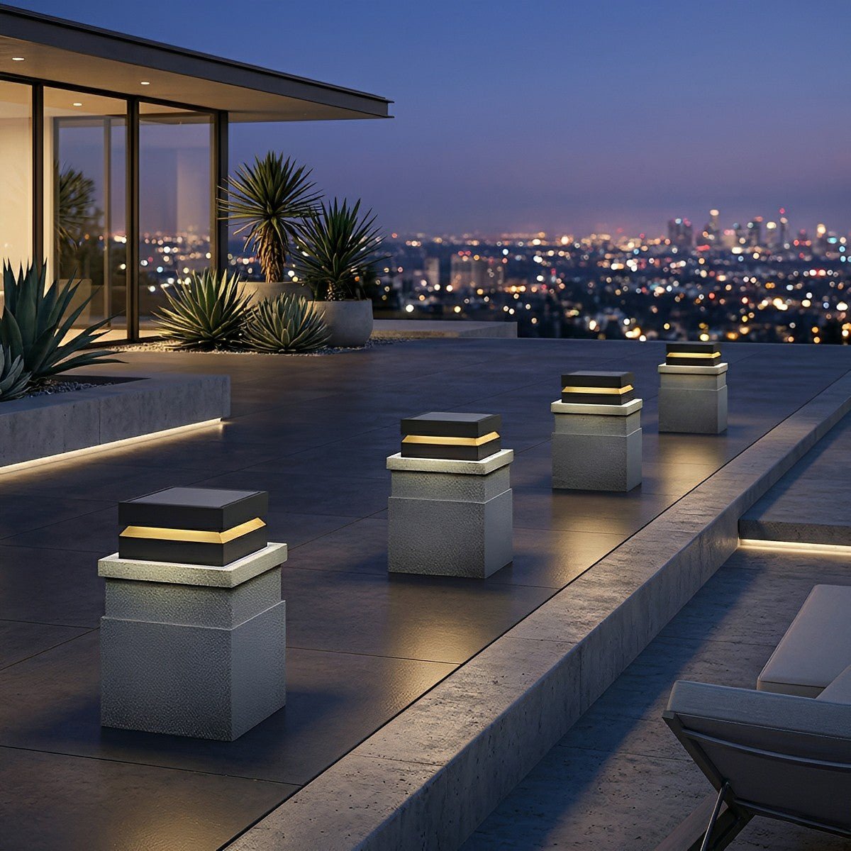 Modern Square Waterproof Black Outdoor Post Lights - Flyachilles