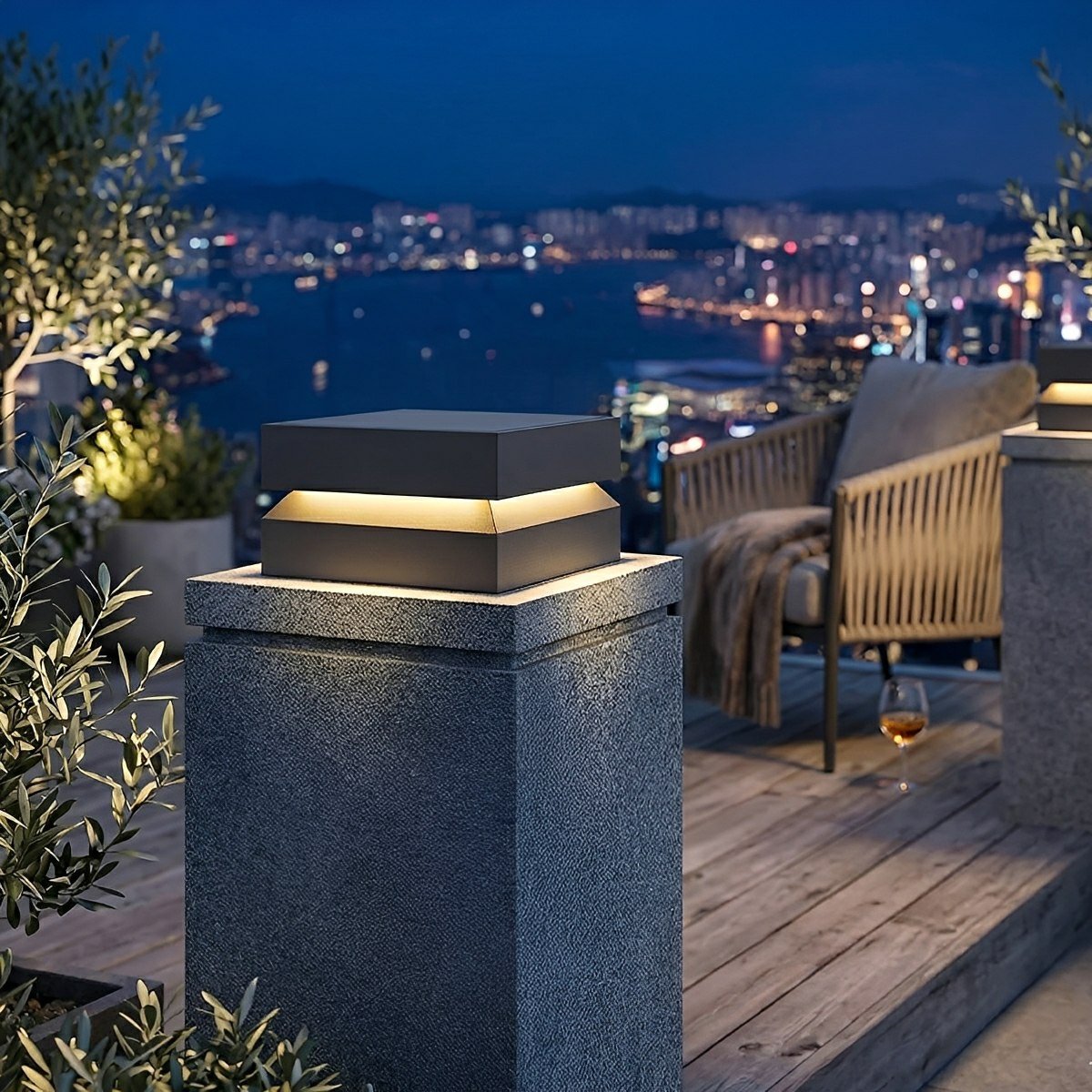 Modern Square Waterproof Black Outdoor Post Lights - Flyachilles