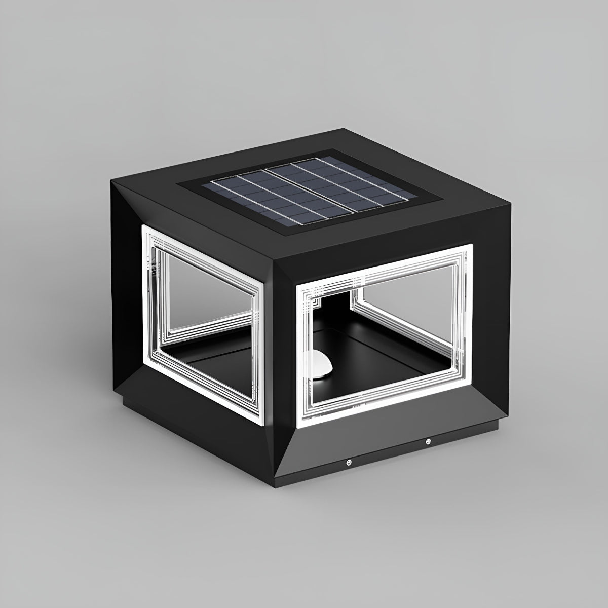 Modern Stainless Steel Waterproof Solar Square LED Outdoor Post Lights - Flyachilles