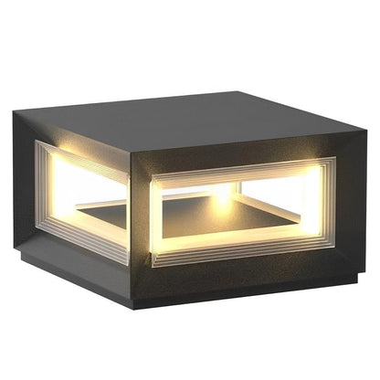 Modern Stainless Steel Waterproof Solar Square LED Outdoor Post Lights - Flyachilles