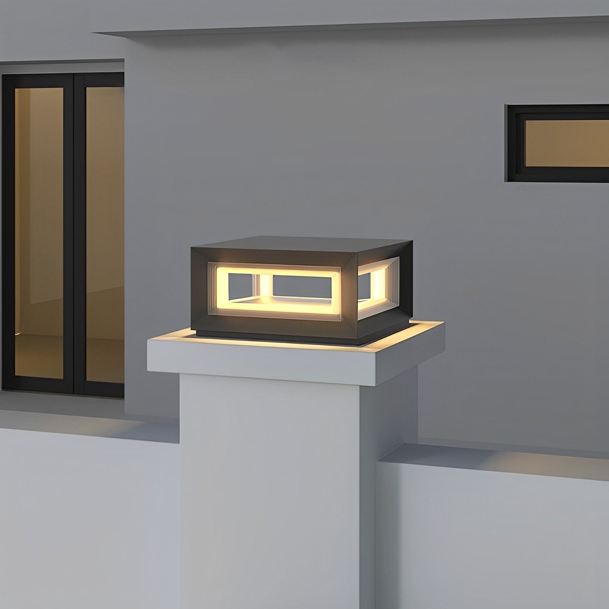 Modern Stainless Steel Waterproof Solar Square LED Outdoor Post Lights - Flyachilles