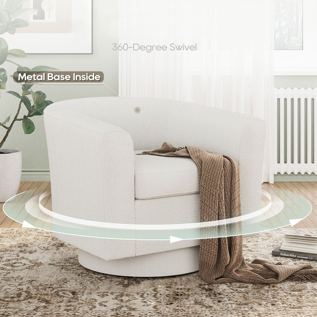 Modern Tufted Swivel Accent Chair with Armrest Ottoman - Armchair - Flyachilles